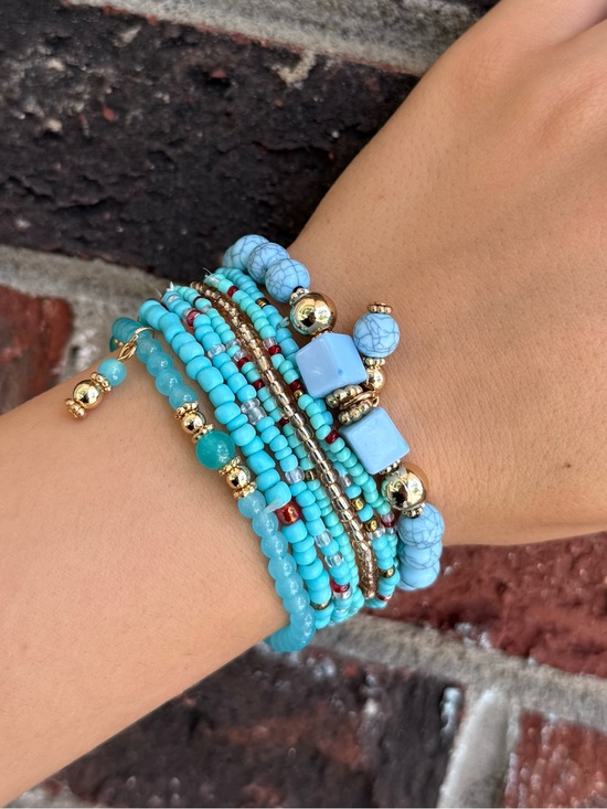 Anthropologie Jewelry - Turquoise Multi-Strand Beaded Bracelet